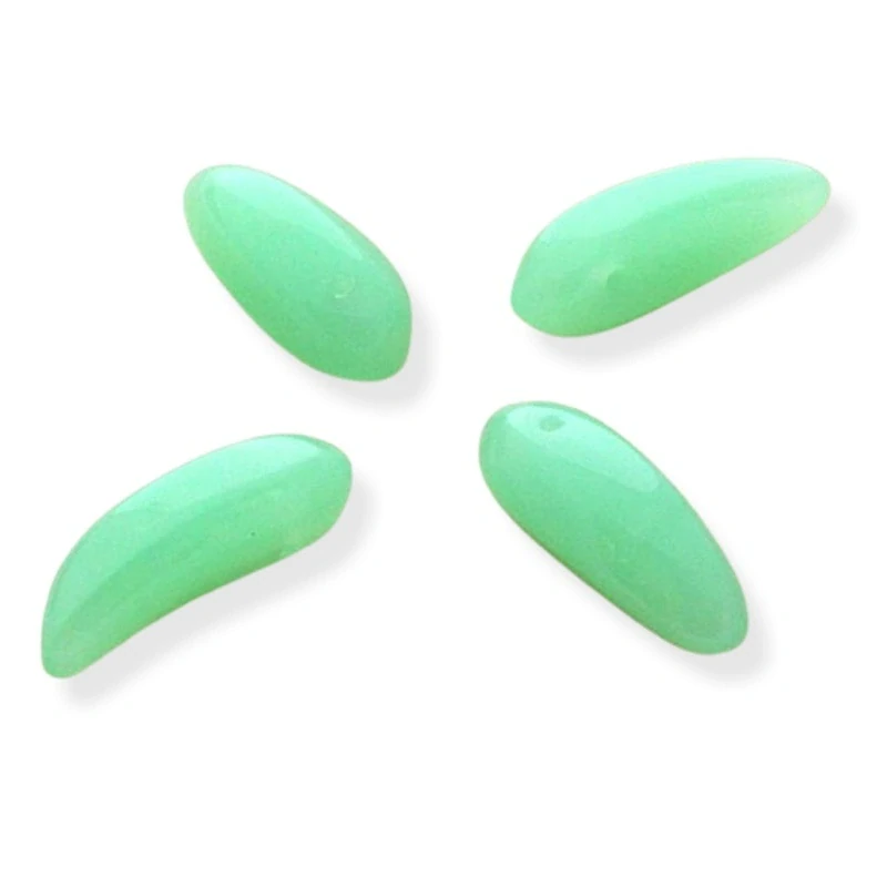 Korálky skleněné zelené banánky 12mm – 10 ks