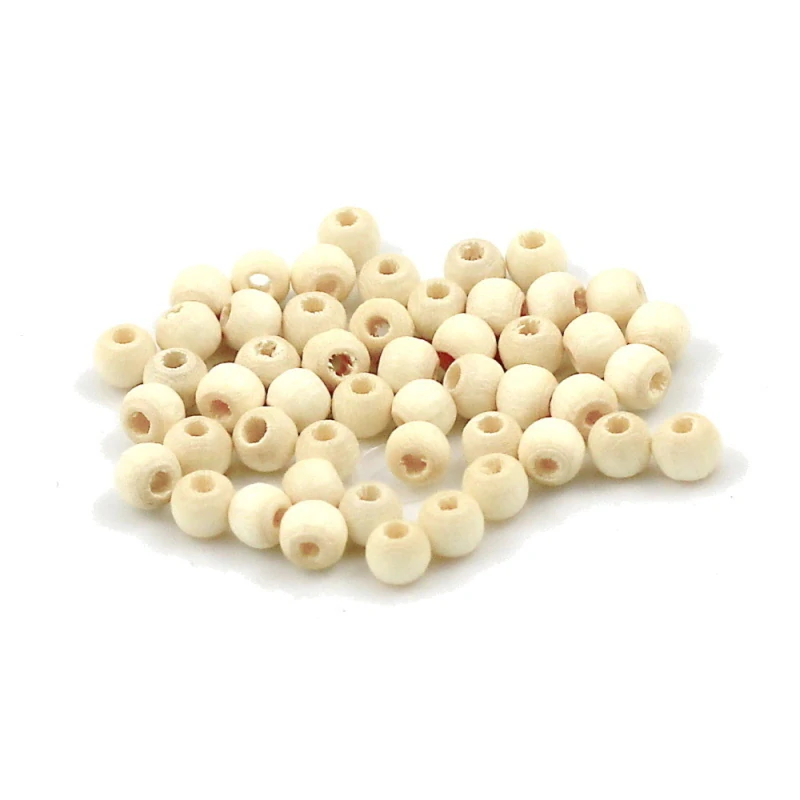 Korálky dřevěné krémové 4mm – 50 ks