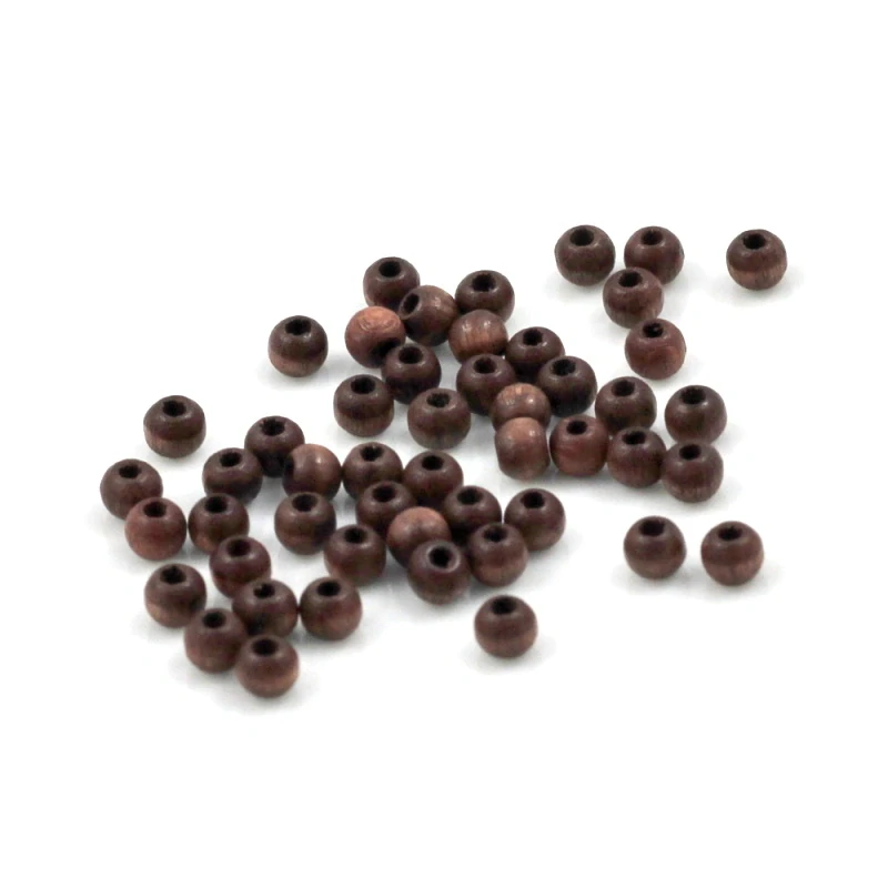 Korálky dřevěné hnědé 4mm – 50 ks