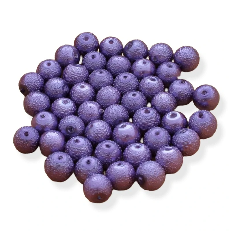 Voskové perle vroubkované fialové 8 mm – 20 ks