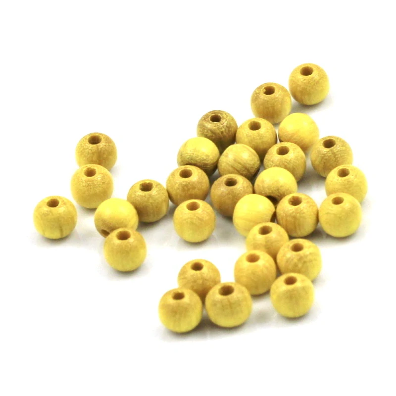 Korálky dřevěné žluté 6mm – 30 ks