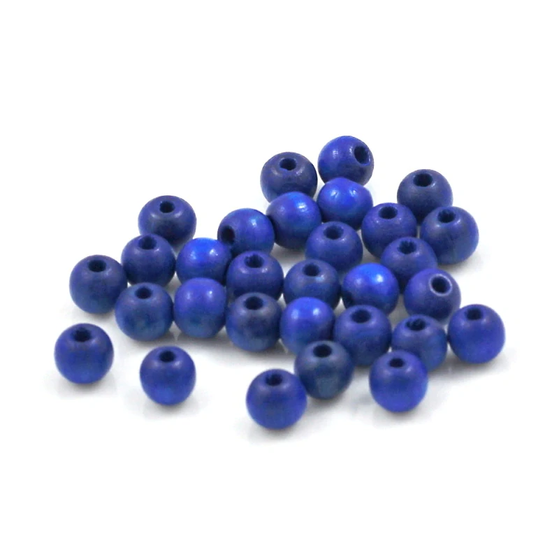 Korálky dřevěné TM modré 6mm – 30 ks