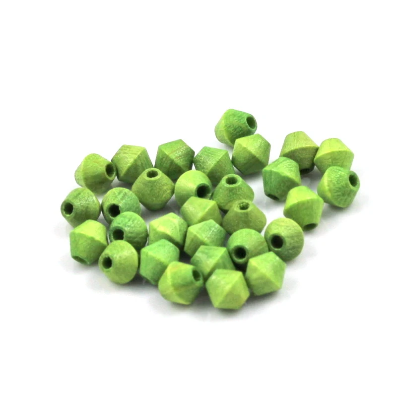 Korálky dřevěné zelené 6/6 mm – 30 ks