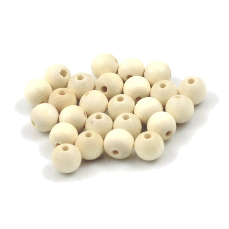 Korálky dřevěné krémové pr. 8 mm – 25 ks