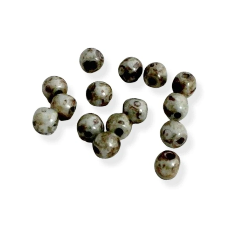 Korálky skleněné kuličky travertinové 4mm – 50 ks