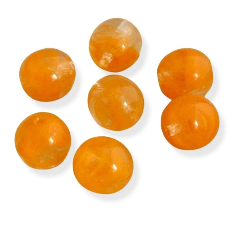 Korálky skleněné kuličky oranžovočiré 8mm – 15 ks