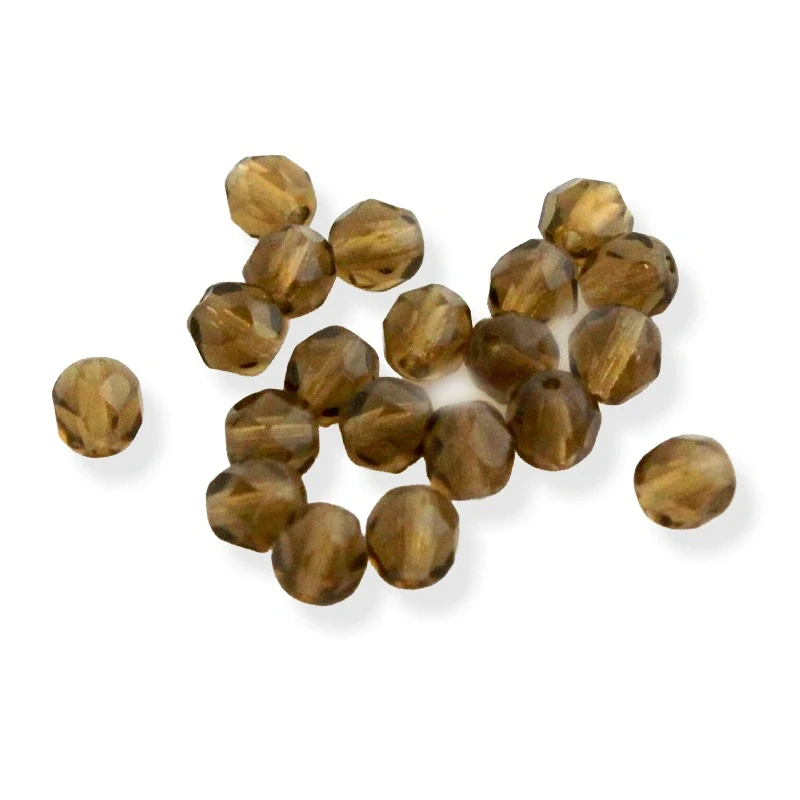 Korálky broušené hnědé 6mm – 20 ks
