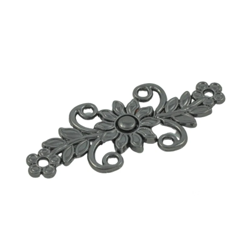 Ozdobné zapínání květinkové gunmetal – 1 pár