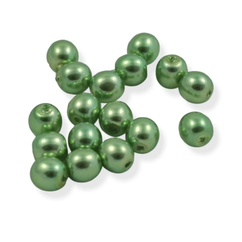 Voskové perle světle zelené 4mm – 34 ks