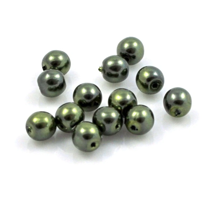 Voskové perle tmavě zelené 4mm – 36 ks