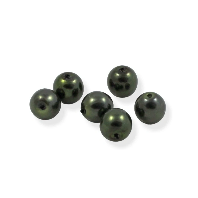 Voskové perle tmavě zelené 6mm – 15 ks