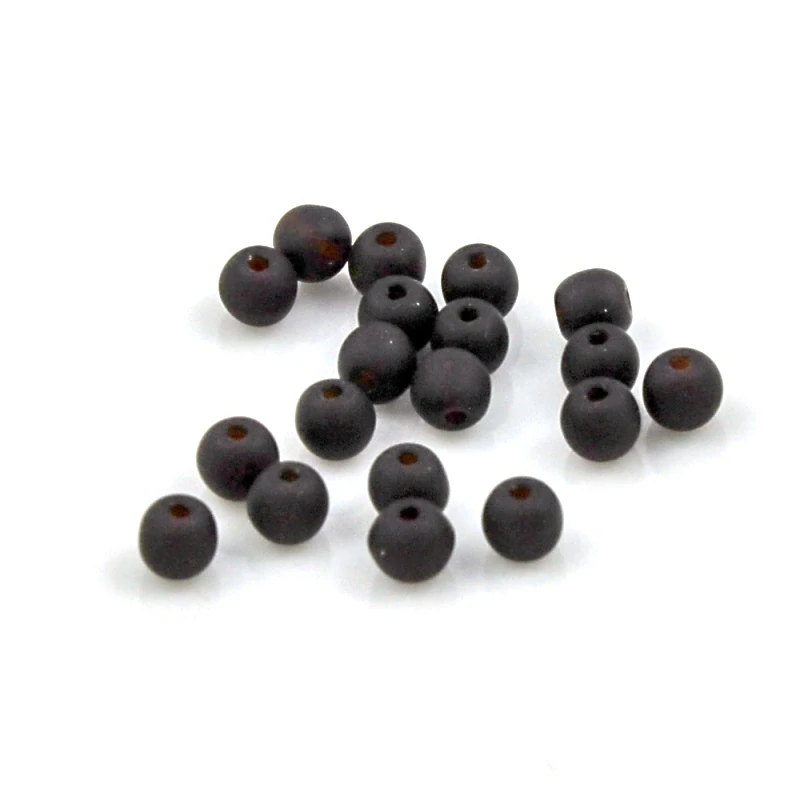 Korálky skleněné kuličky frosty hnědočervené 4mm – 60 ks