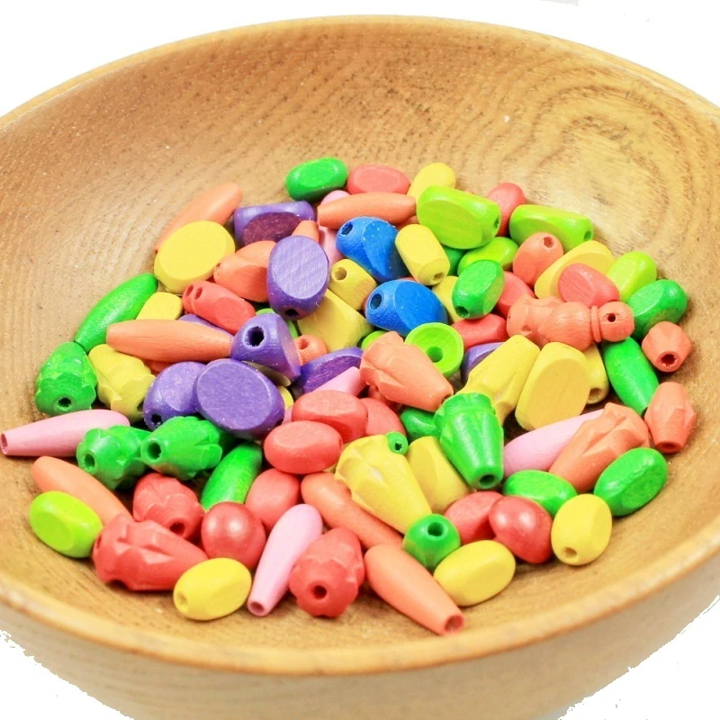 Korálky dřevěné mix - cca 34 g