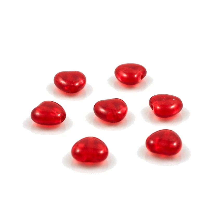Korálky skleněné srdíčka červená 8mm – 20 ks