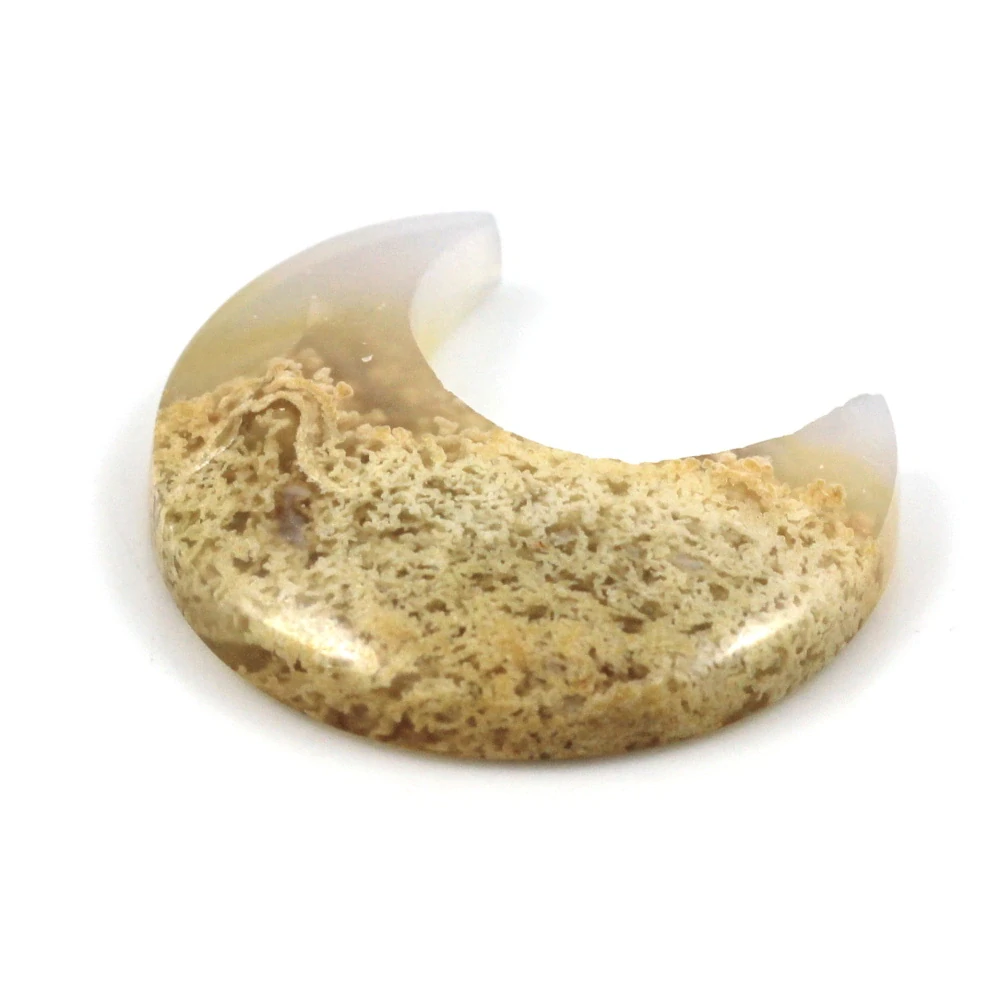 Achát mechový půlměsíc – 1 ks