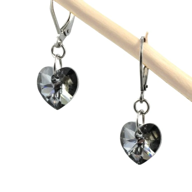 Náušnice Swarovski srdíčka Silver Night
