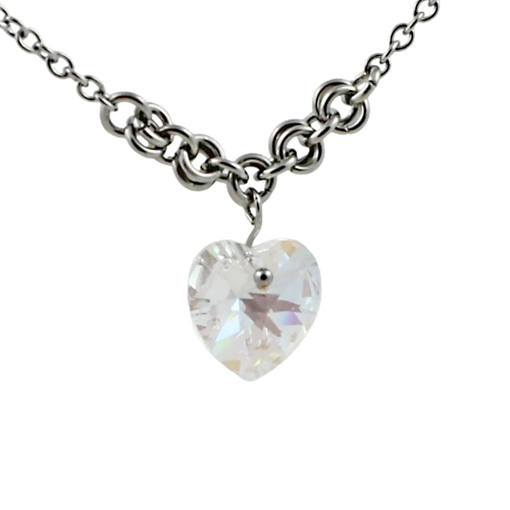 Náhrdelník Swarovski srdce čiré v kroužcích