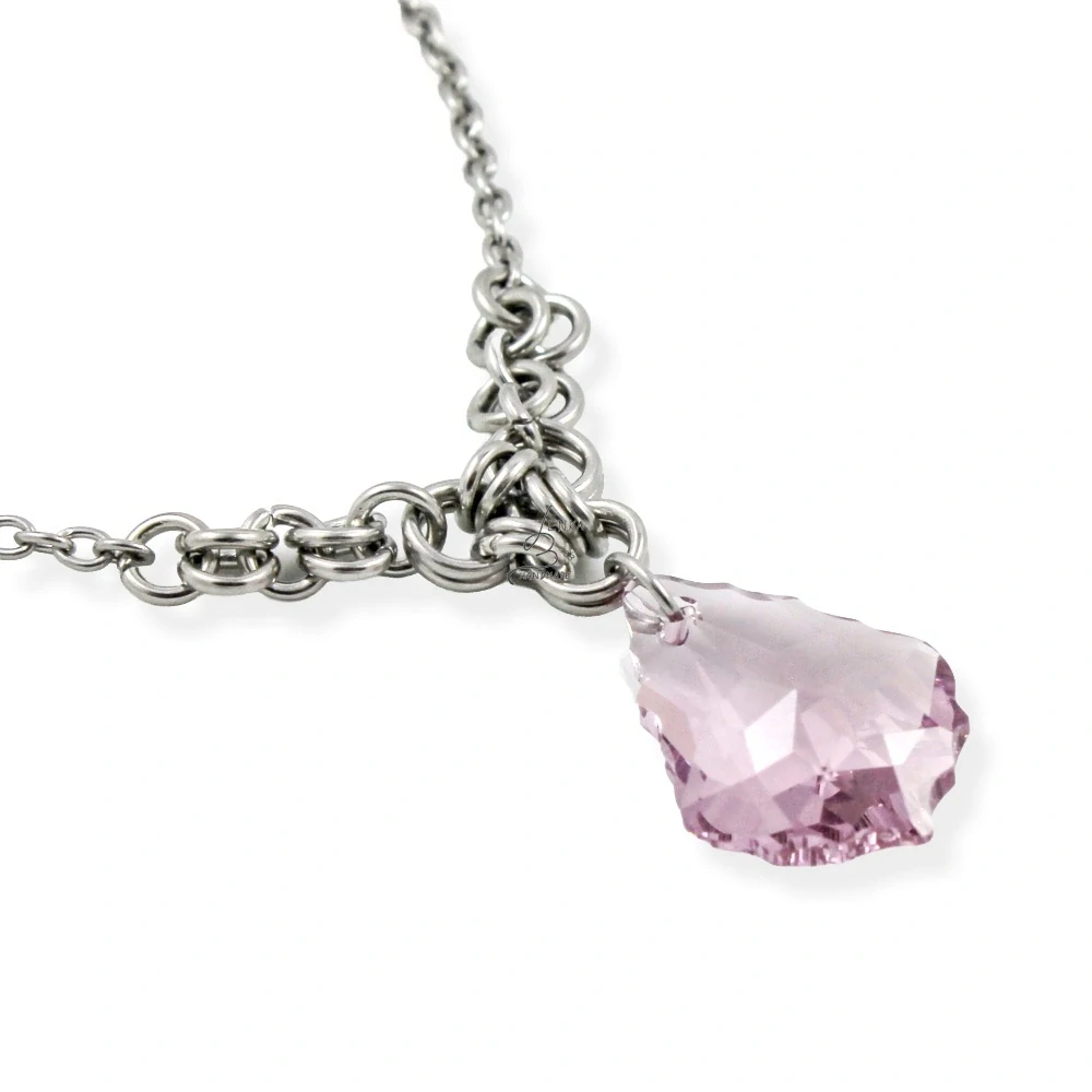 Náhrdelník Swarovski baroko Light Amethyst v kroužcích