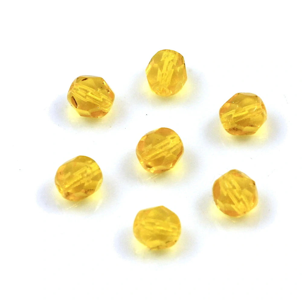 Broušené korálky 6mm žlutooranžové – 30 ks