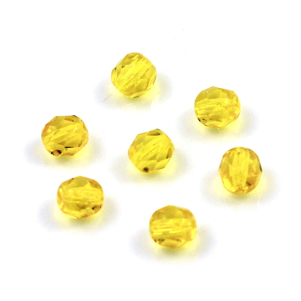 Broušené korálky 6mm žluté – 30 ks