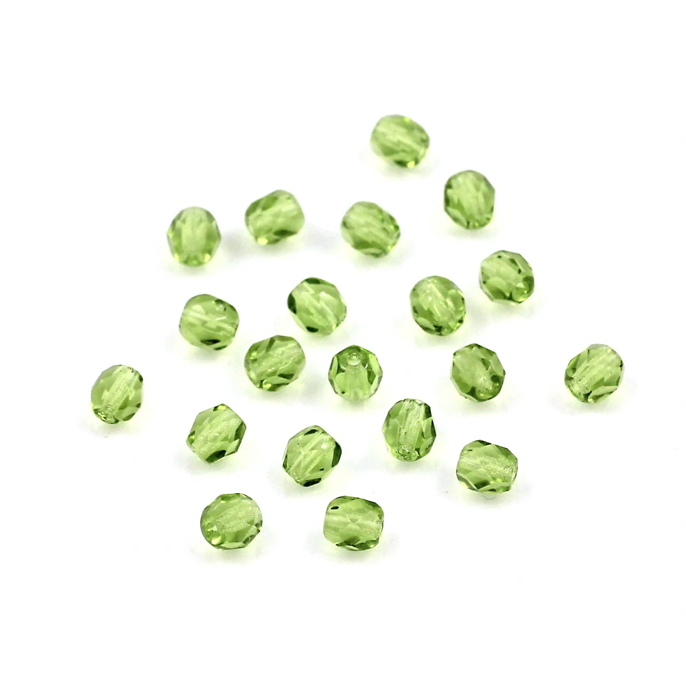 Broušené ohňovky 4mm trávově zelené – 50 ks