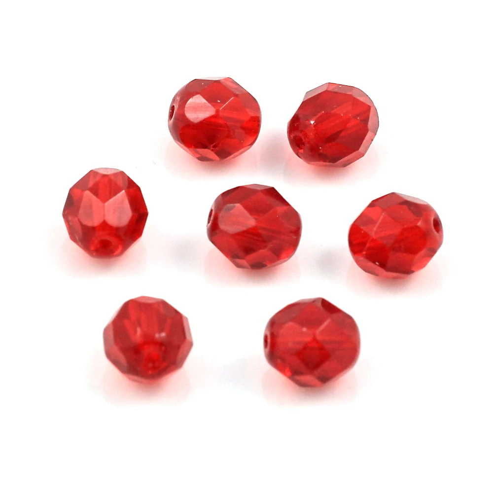 Ohňovky korálky broušené 8mm červené – 15 ks
