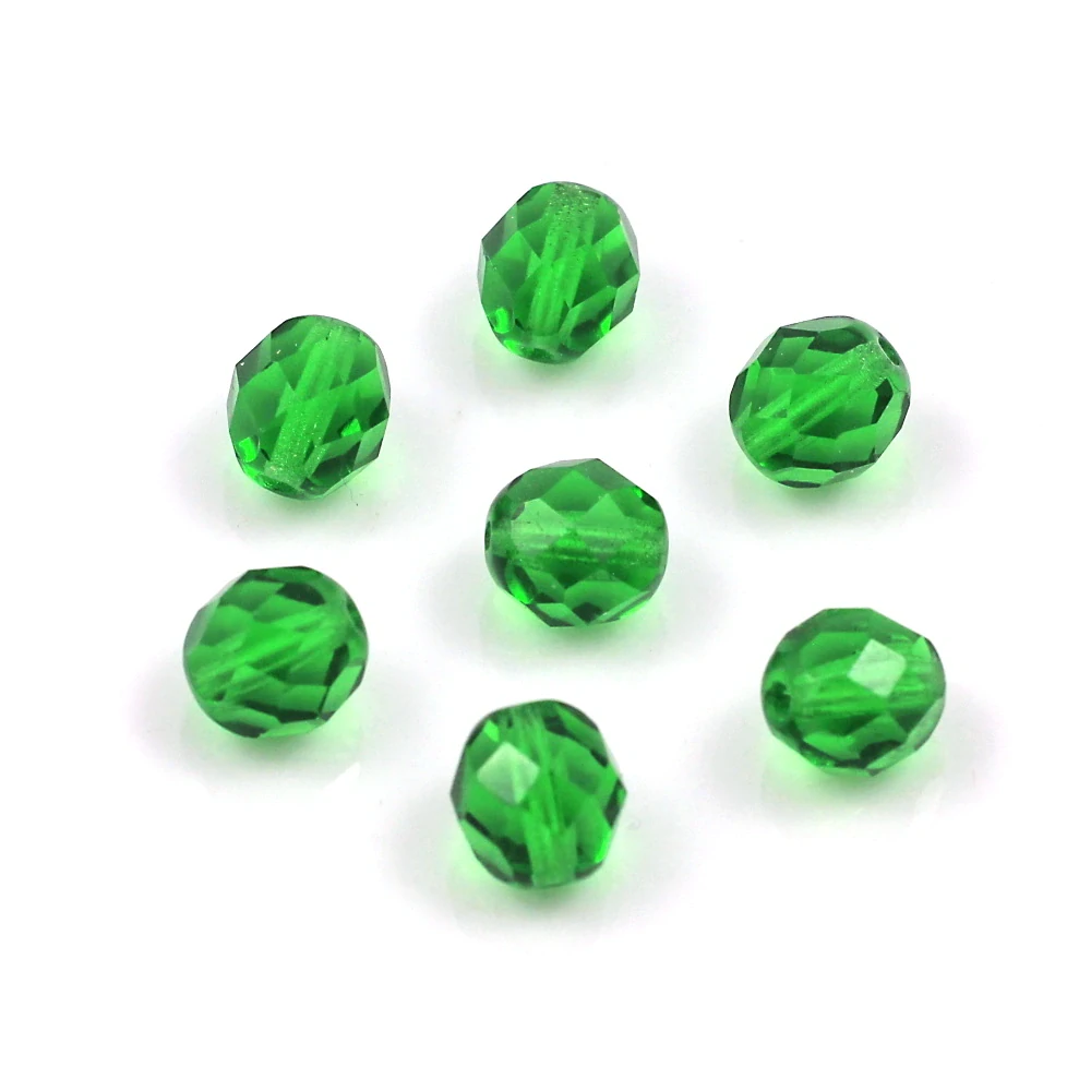 Ohňovky korálky broušené 8mm zelené – 15 ks