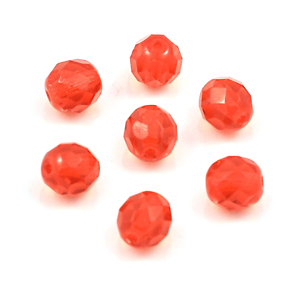 Ohňovky korálky broušené 8mm oranžové – 15 ks