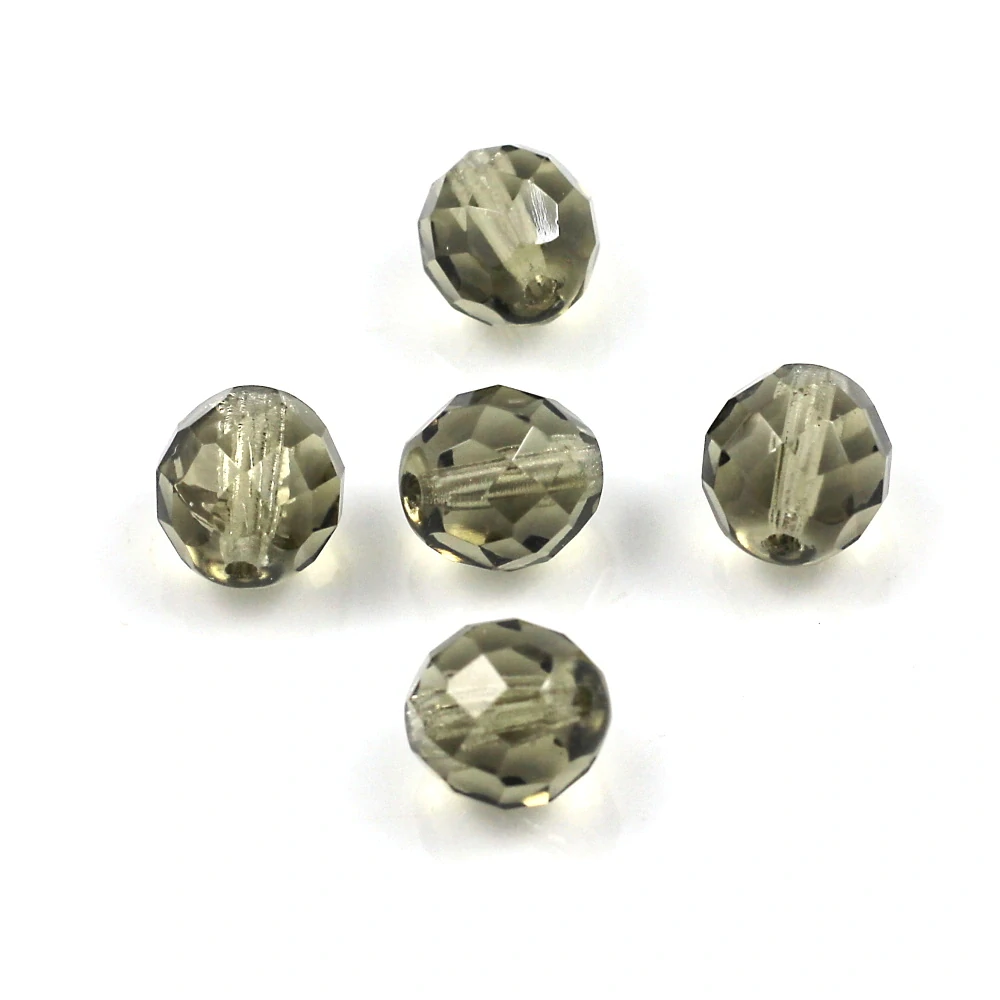 Ohňovky korálky broušené 10mm kouřové – 10 ks