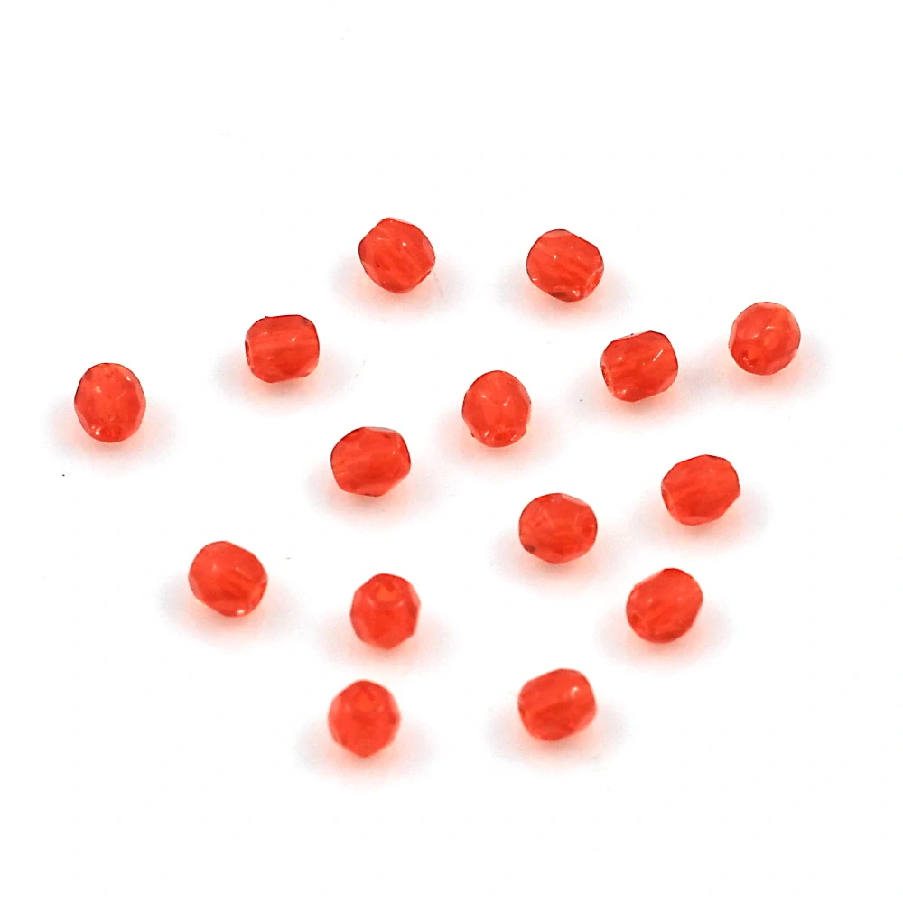 Červeno-oranžové korálky 3mm broušené – 60 ks