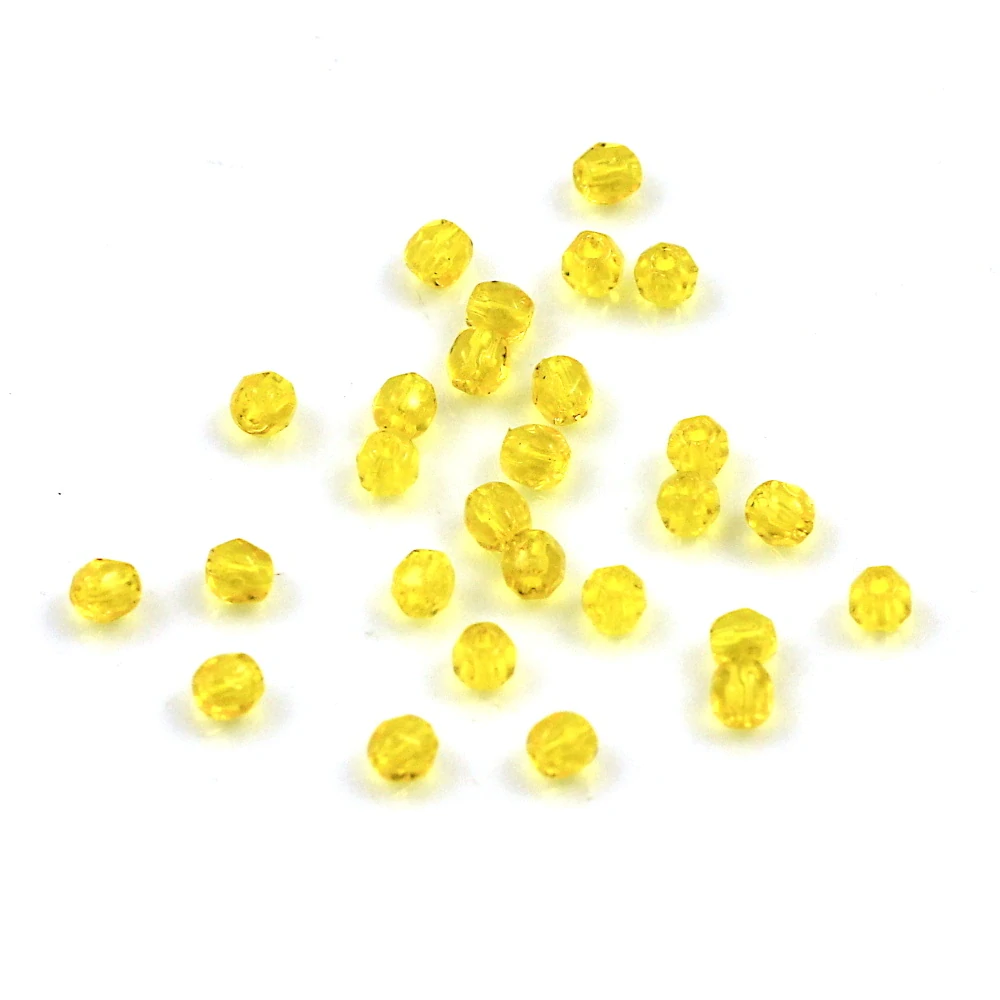 Žluté korálky 3mm broušené – 60 ks