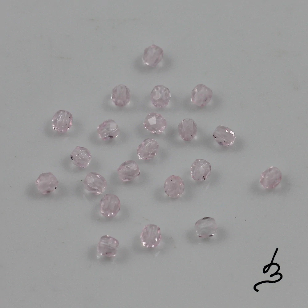 Růžové korálky 3mm broušené – 60 ks