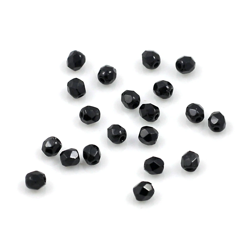 Černé korálky 3mm broušené – 60 ks