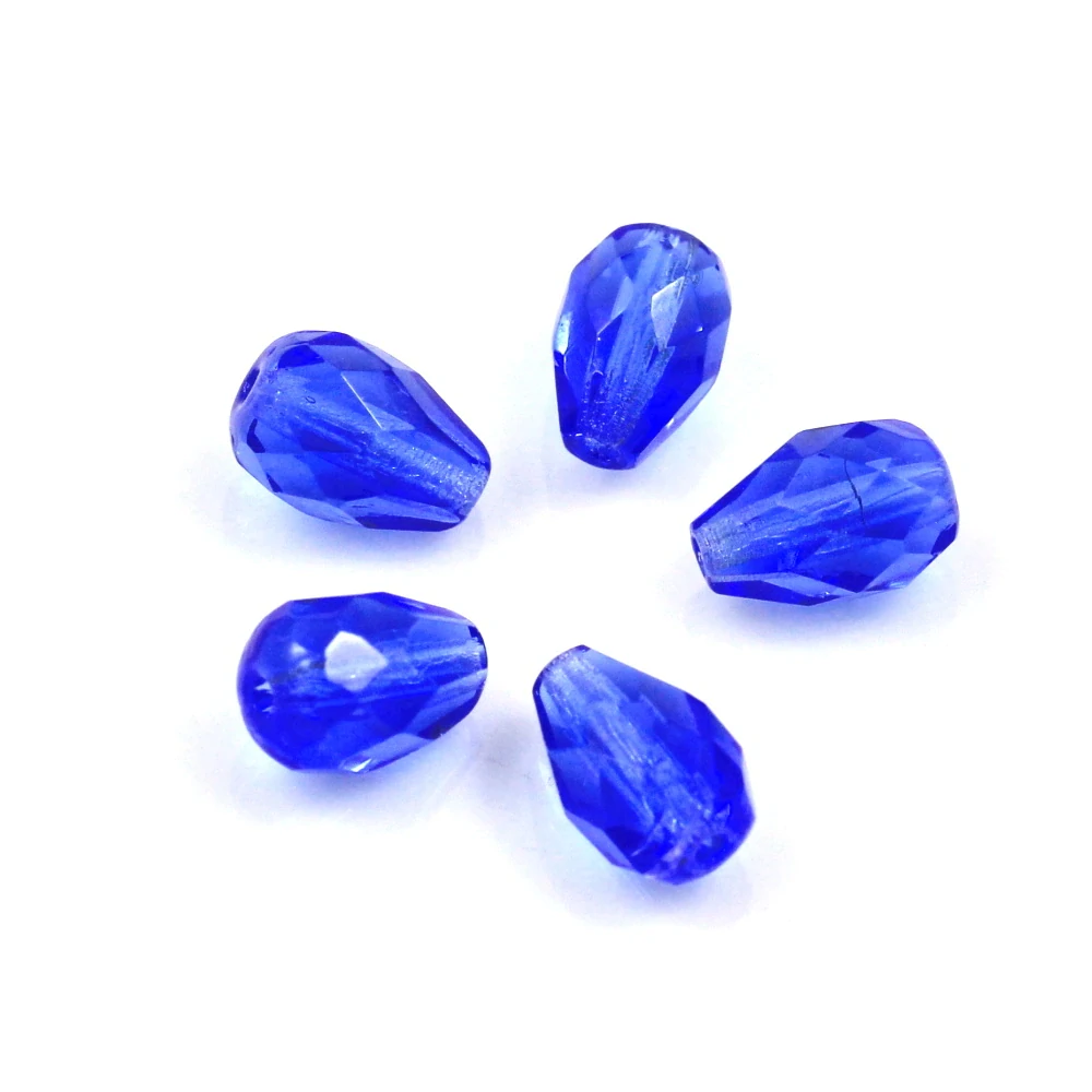 Korálky kapky broušené modré 10x7mm – 10 ks