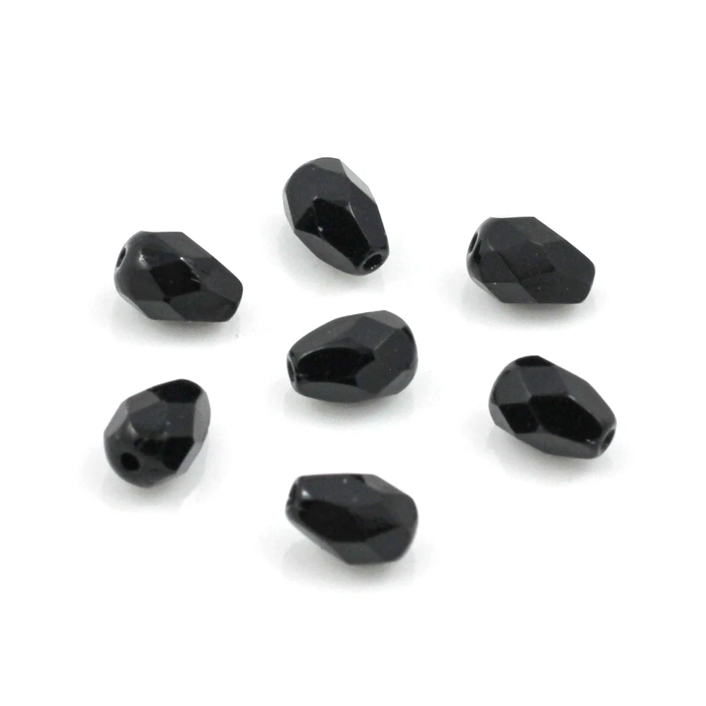 Korálky kapky broušené černé 7x5mm – 20 ks