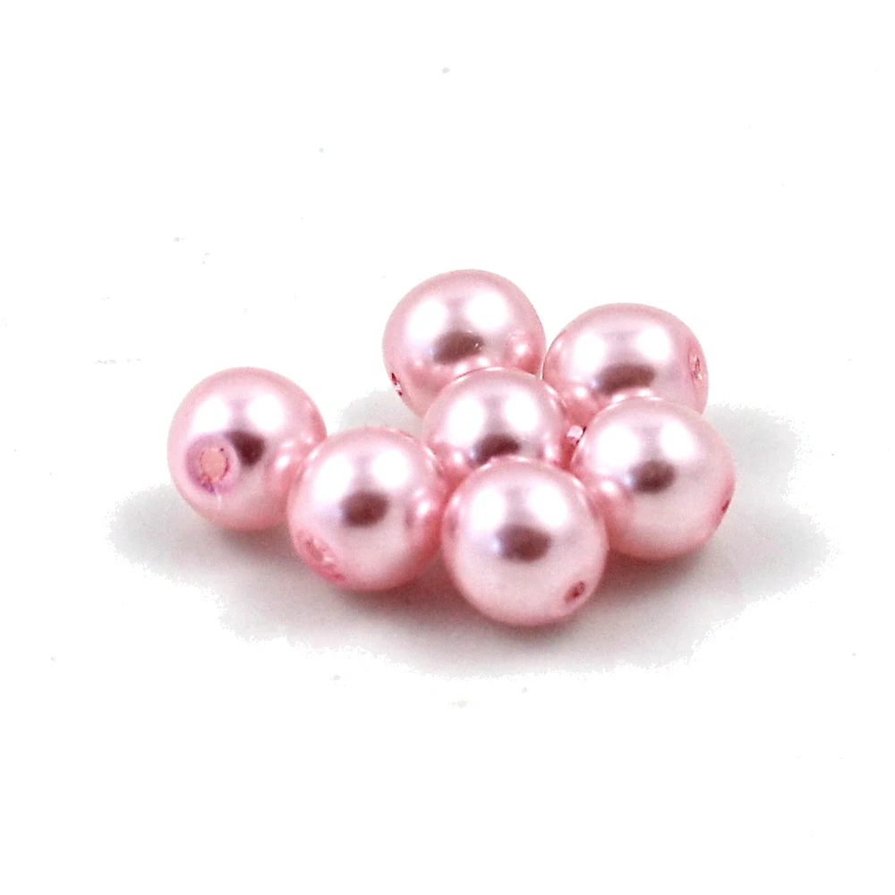 Skleněné perly korálky 6mm růžové – 15 ks