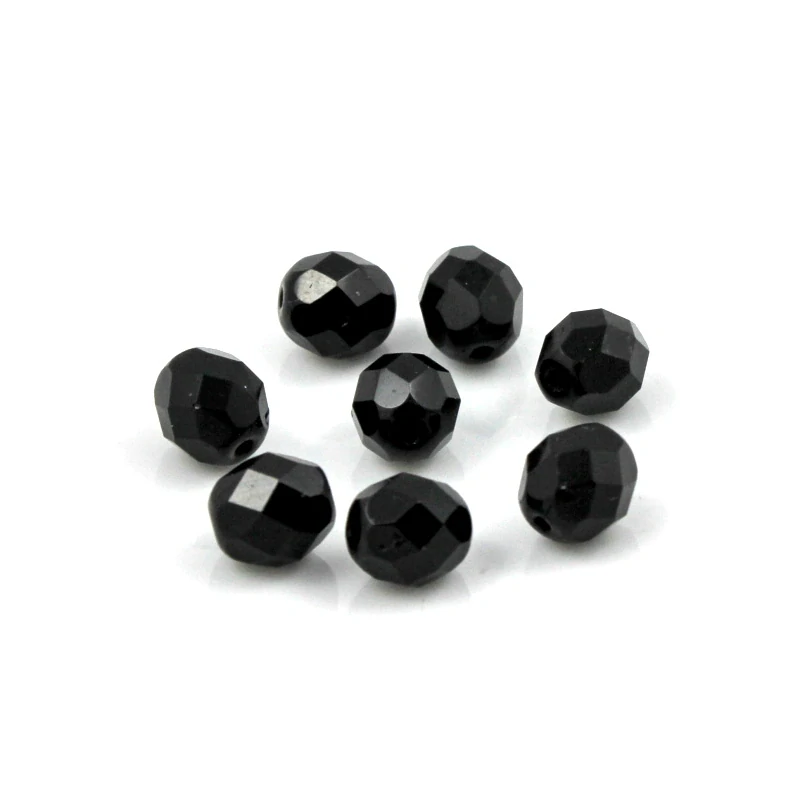 Ohňovky korálky broušené 8mm černé – 15 ks