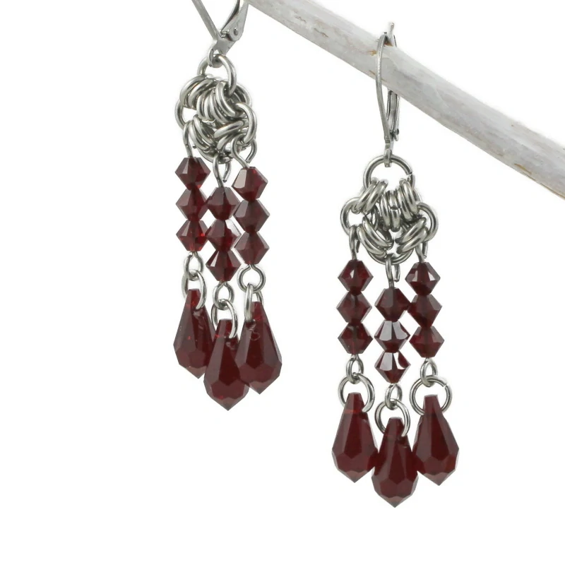 Červené náušnice Swarovski Teardrops
