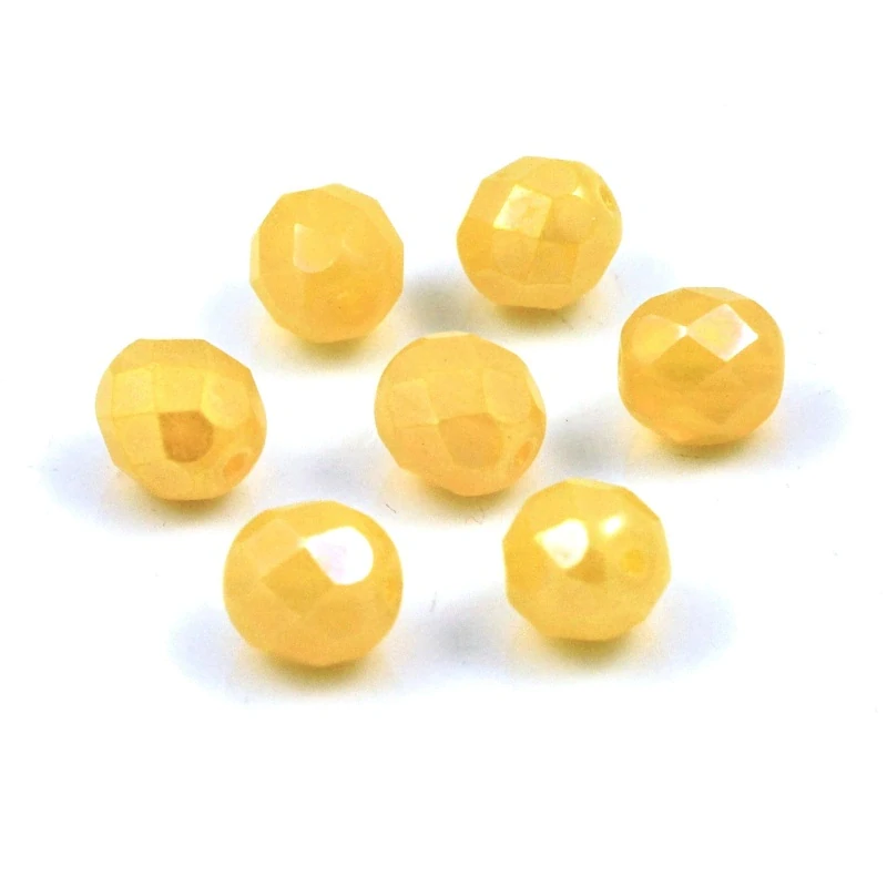 Ohňovky korálky broušené 8mm žlutooranžové lesklé – 15 ks