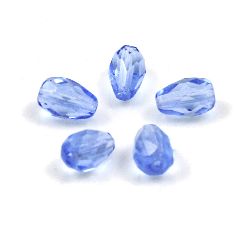 České skleněné korálky světle modré 10x7mm – 10 ks