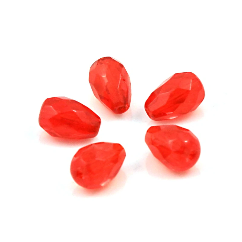 České skleněné korálky červeno-oranžové 10x7mm – 10 ks