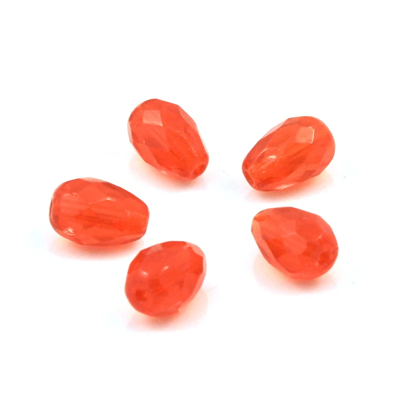 České skleněné korálky oranžové 10x7mm – 10 ks