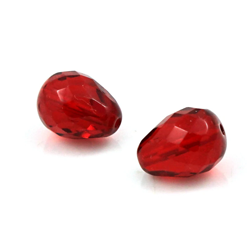 Korálky skleněné červené kapky 13x10mm – 10 ks