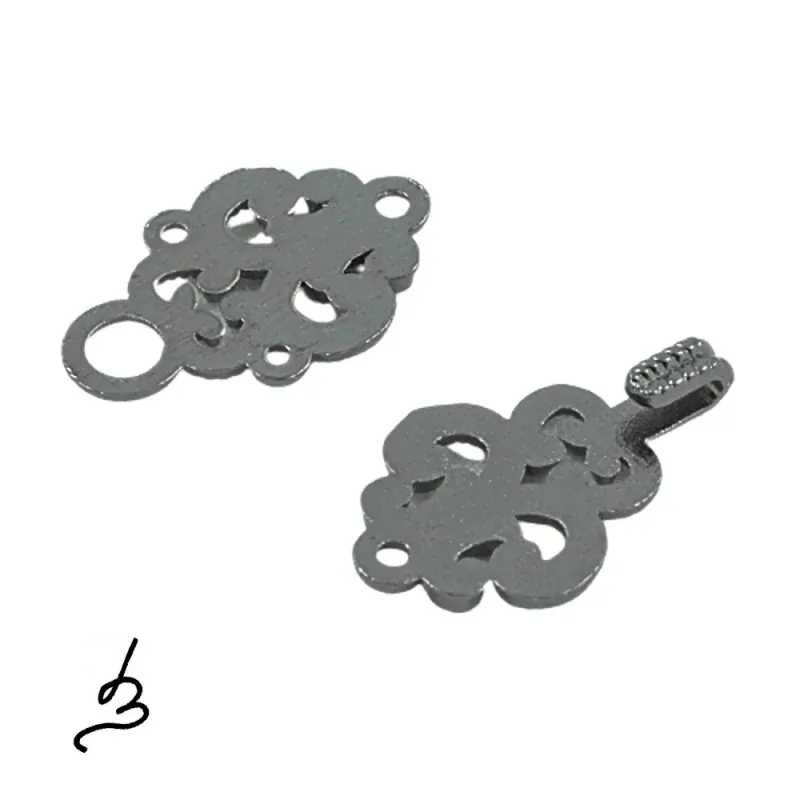 Ozdobné zapínání filigránové gunmetal – 1 pár