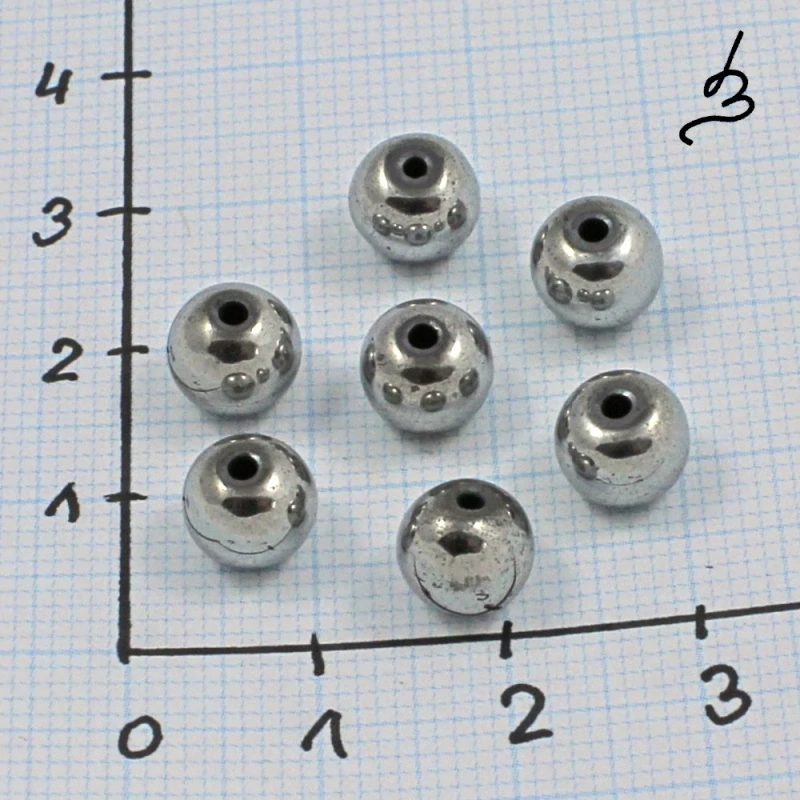 Kulička hematitová stříbrná 8mm - 10 ks