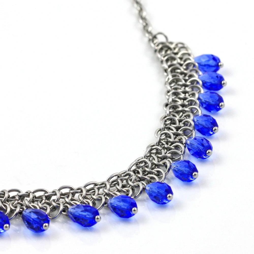Choker náhrdelník s modrými kapkami