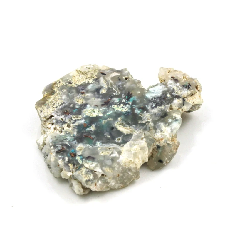 Plátek chalcedonu s chryzokolem a mědí