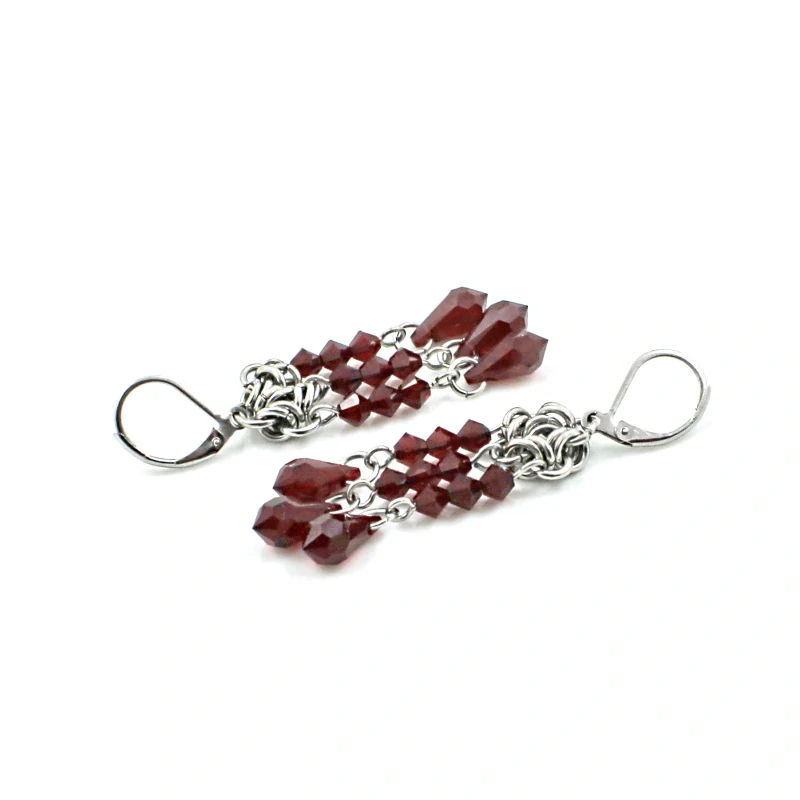 Červené náušnice Swarovski Teardrops