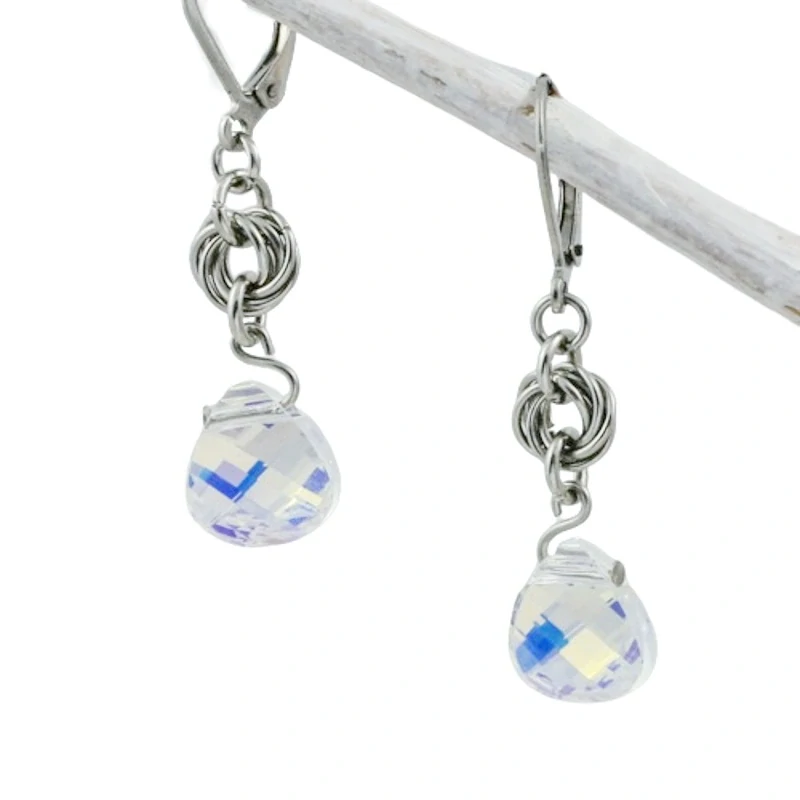 Náušnice s kamínky Swarovski čiré s pokovem