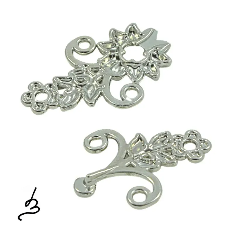 Ozdobné zapínání květinkové platinová barva – 1 pár